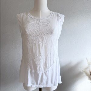 J Crew White Embroidered Sleeveless Women's Top